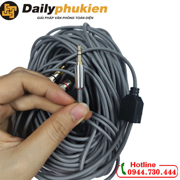 Dây loa 3.5mm sang 2 đầu AV dài 30m