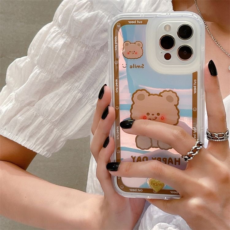 Ốp iphone full viền gấu trà sữa holoram