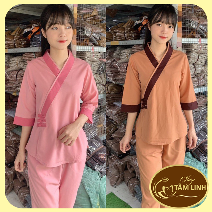 Đồ Lam Đi Chùa _ Mẫu Tim 3 Nút