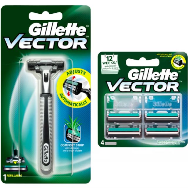 Bộ dao cạo râu Gillet Vector Plus 1Up và vỉ 2 lưỡi dao
