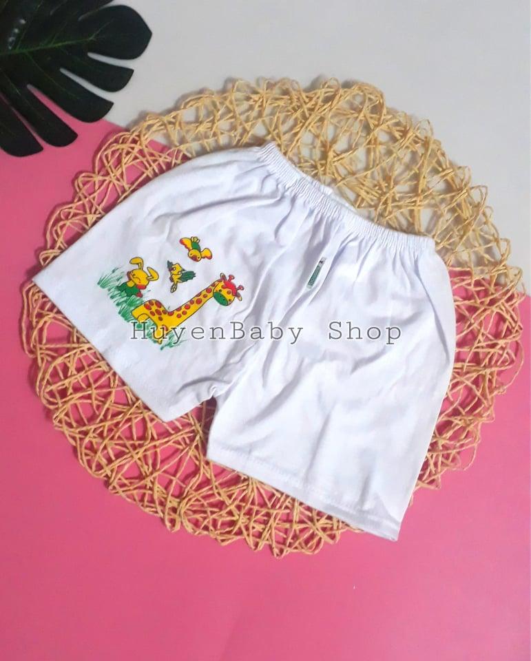 Quần đùi sơ sinh màu trắng in hình Bosini cho bé từ sơ sinh đến 11,5kg
