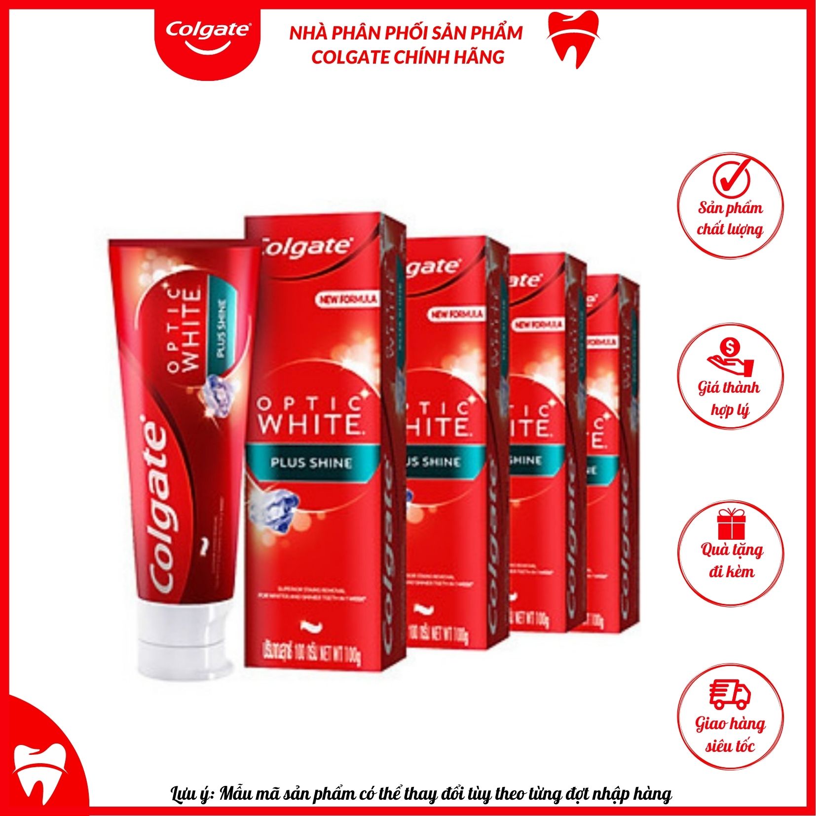 Kem đánh răng Colgate Optic White Plus Shine làm trắng sáng răng 100g