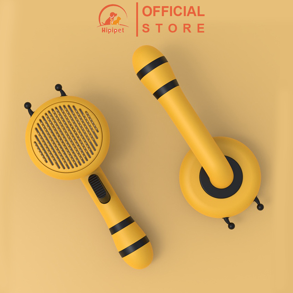 Lược Chải Lông Mèo Bấm Nút Hipipet HONEY BEE đẩy lông rụng 99% chất liêu