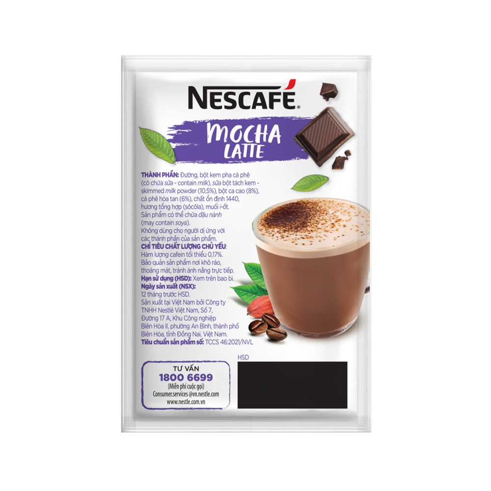 Cà phê hòa tan NESCAFÉ Latte Vị Sô cô la (Hộp 10 gói x 24g)