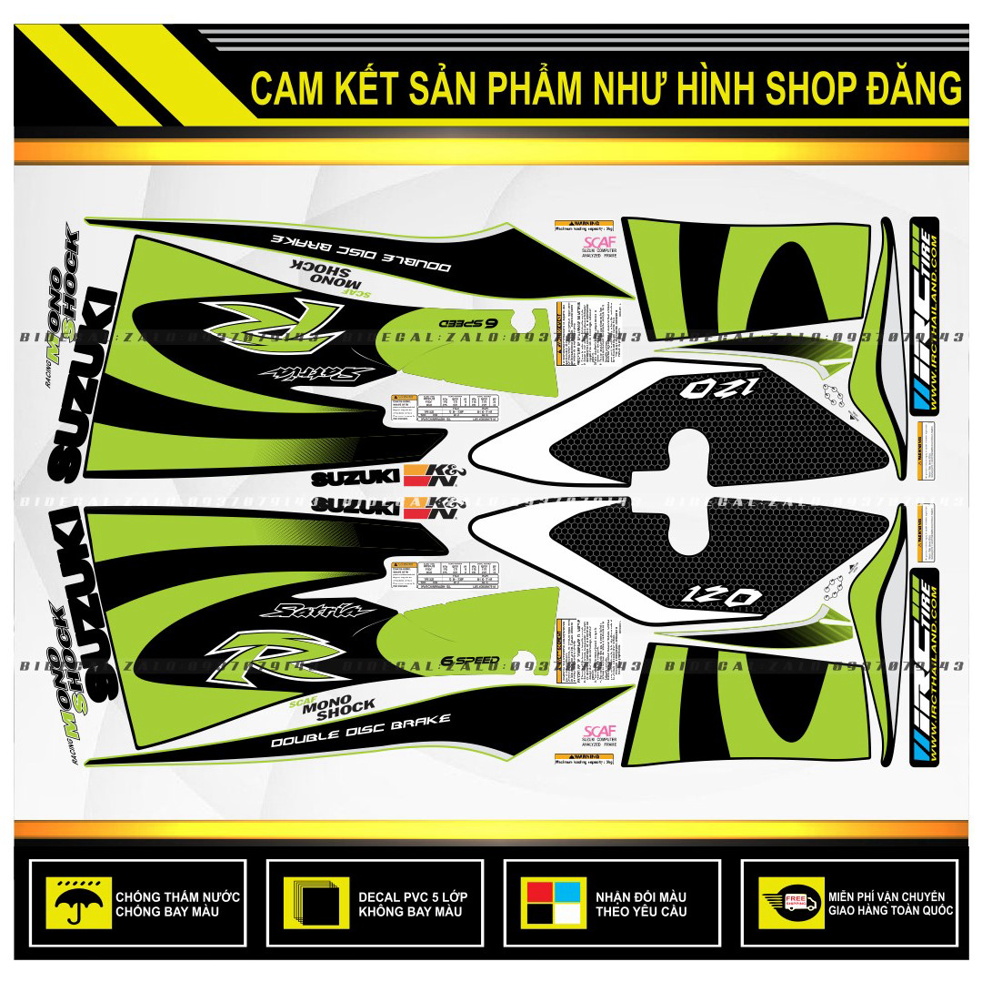 TEM RỜI SATRIA 2000 PHỐI XANH KAWA