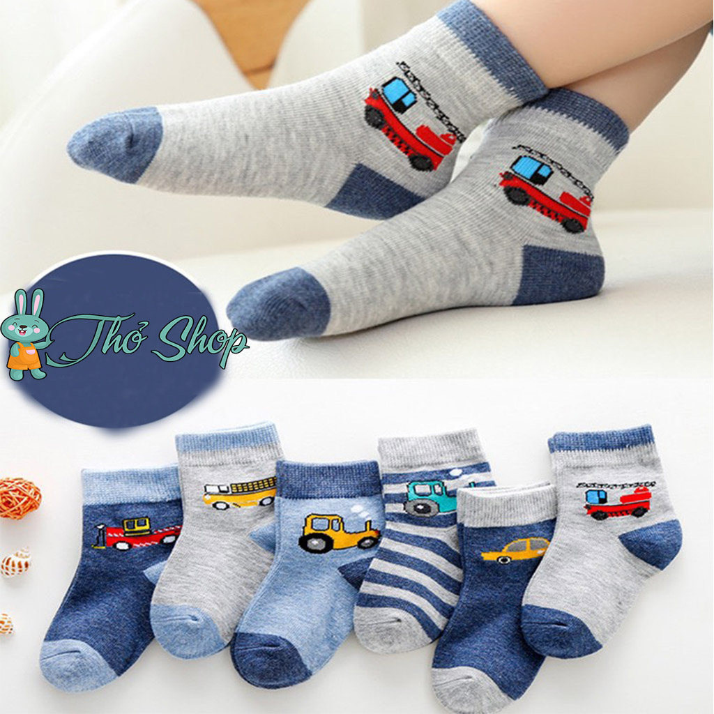 Set 5 tất len hình oto cho bé trai