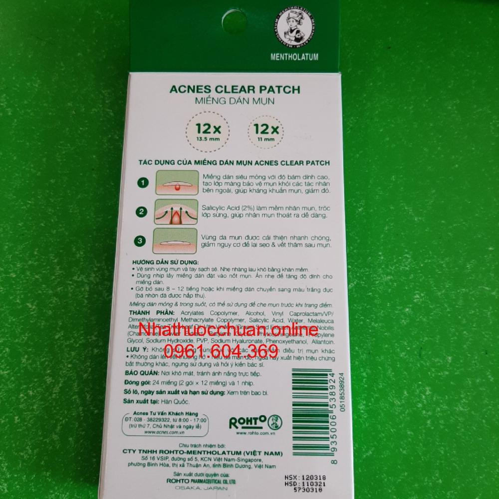 Hộp 24 miếng dán mụn Acnes Clear Patch