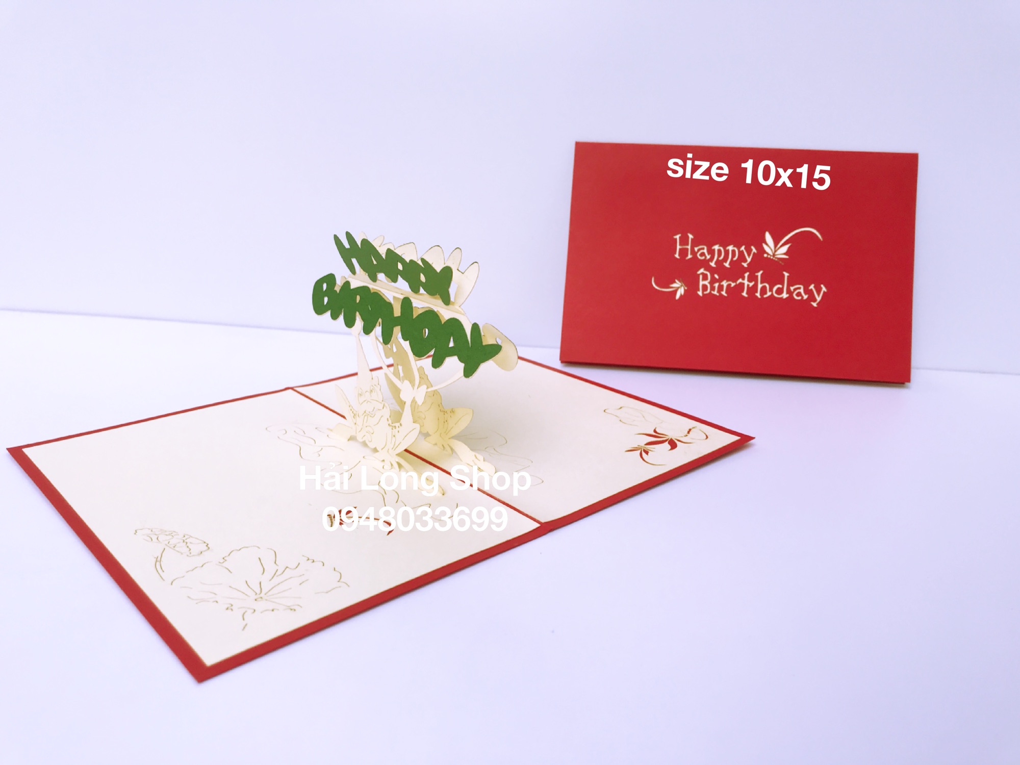 Con Ếch - Frog - Birthday - Sinh nhật - Thiệp 3D ( 2 màu bìa )