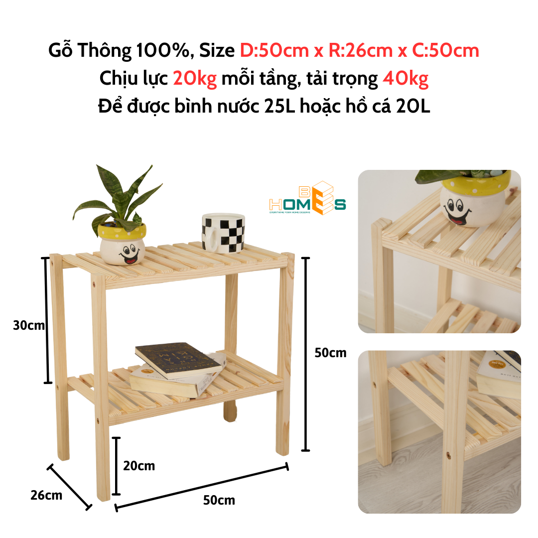 Kệ giày Behomes 2 tầng 50cm