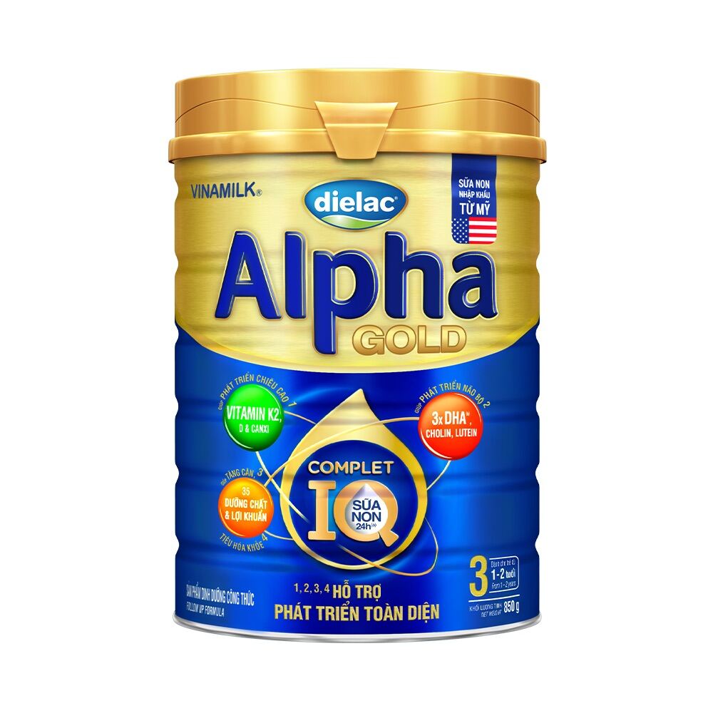 [Hoàn tiền 12%] Sữa Bột Dielac Alpha Gold IQ 3 850g