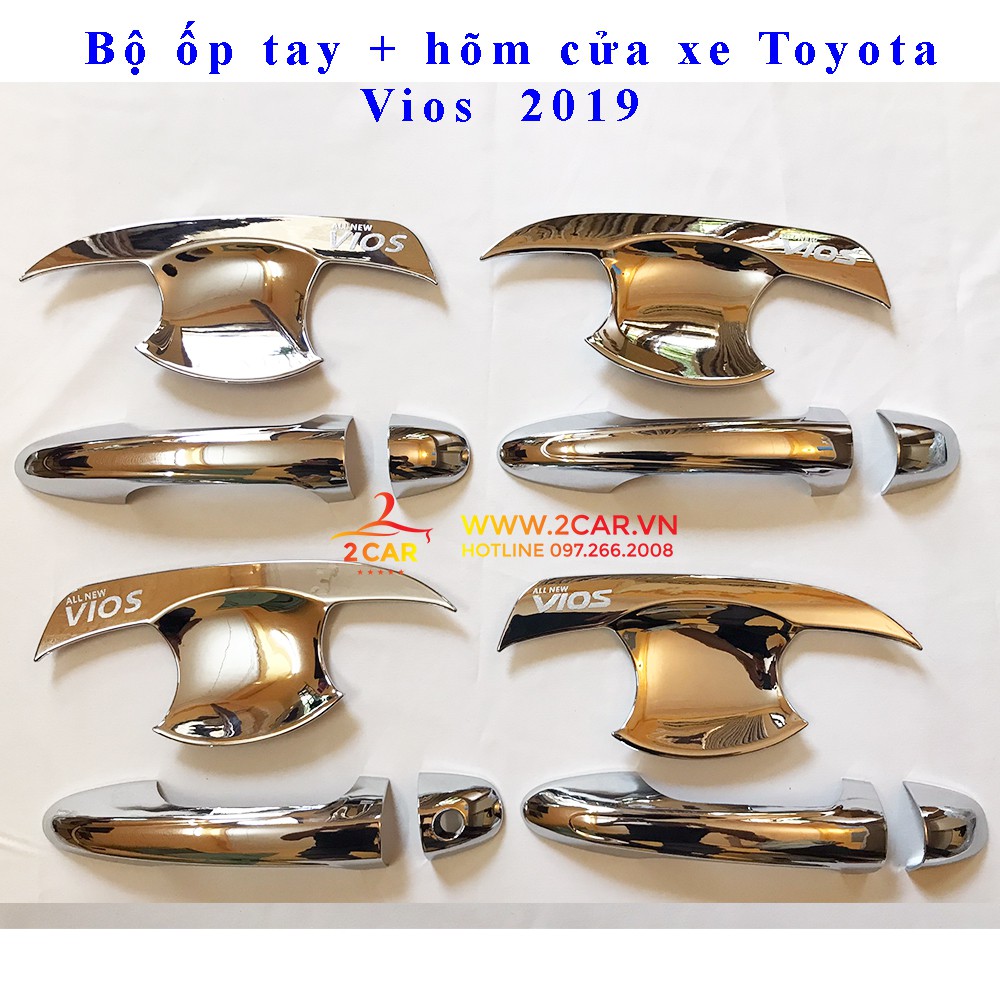 Ốp tay nắm, hõm cửa xe Toyota Vios 2008- 2019- 2022- 2023 mạ crom sáng bóng
