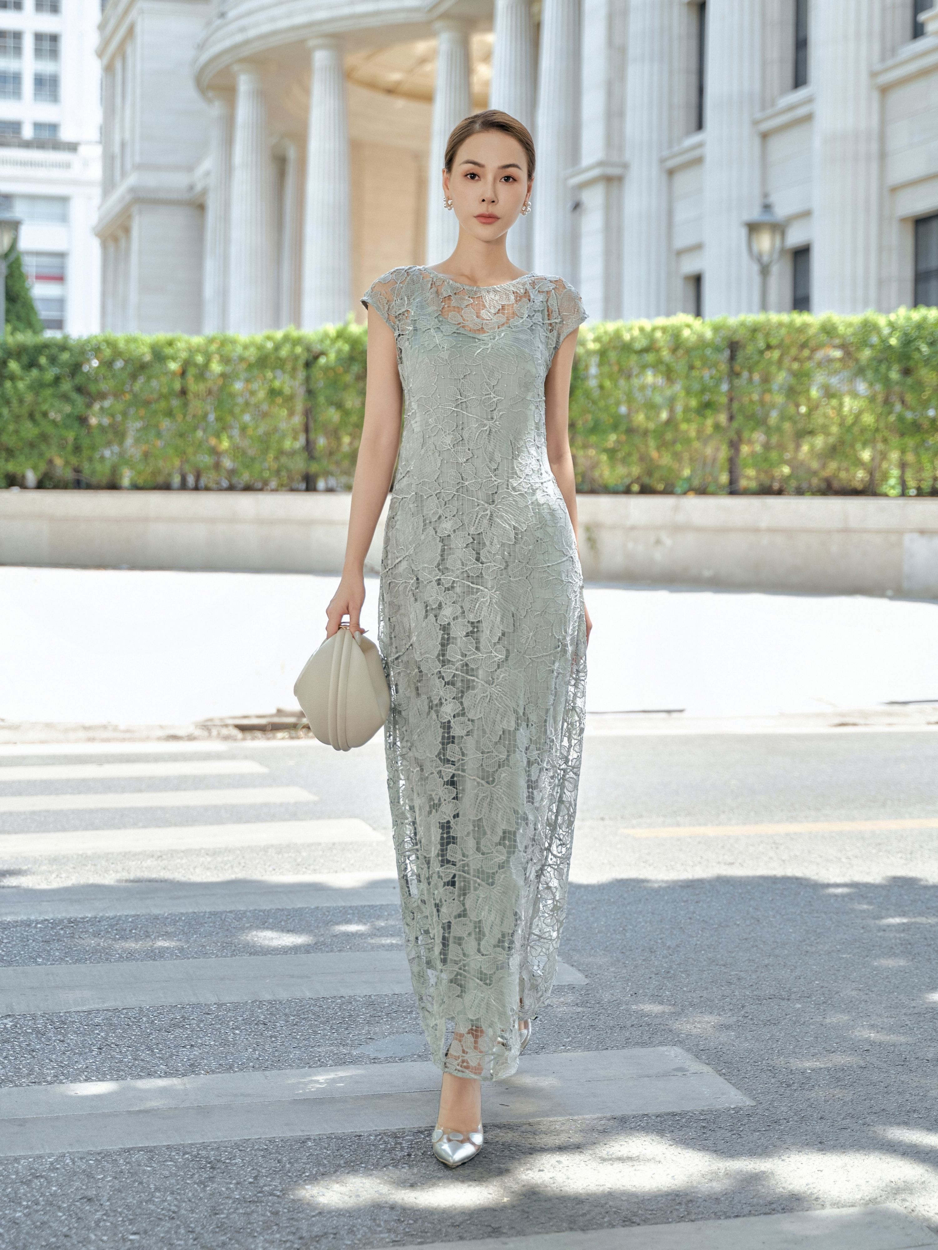 Đầm ren dài Mauve Darling dress (size hết không restock thêm)
