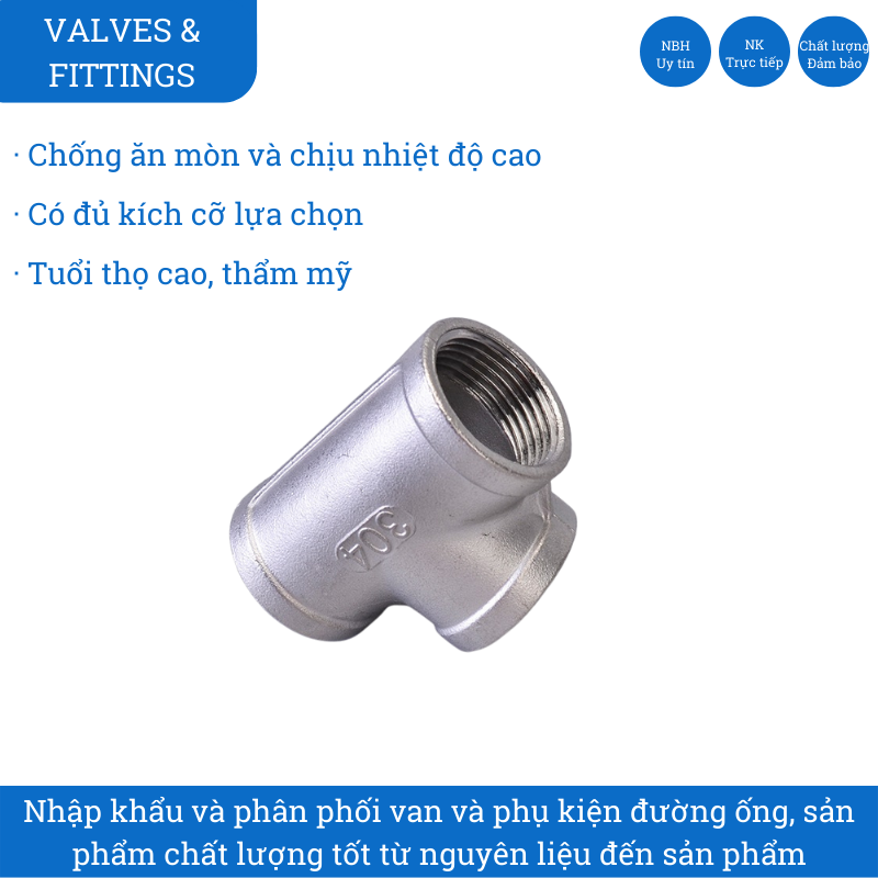 Tê ren inox 304 có nhiều kích thước ( ấn mua để lựa size )