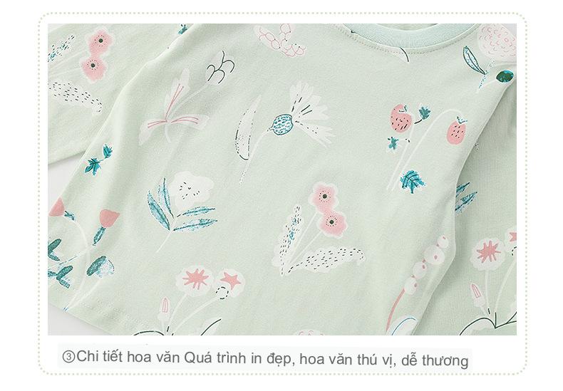 Bộ Malwee bé gái mùa thu xanh hoa