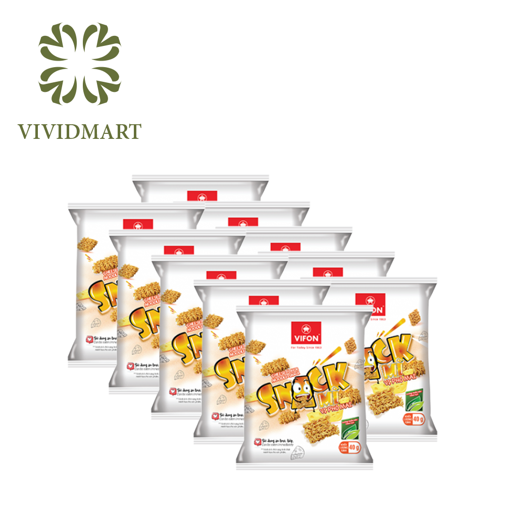 Snack mì ăn liền / mì trẻ em 5 vị bò nướng, bơ tỏi, phô mai / phomai, wasabi, hải sản chua cay – gói 40g - vifon