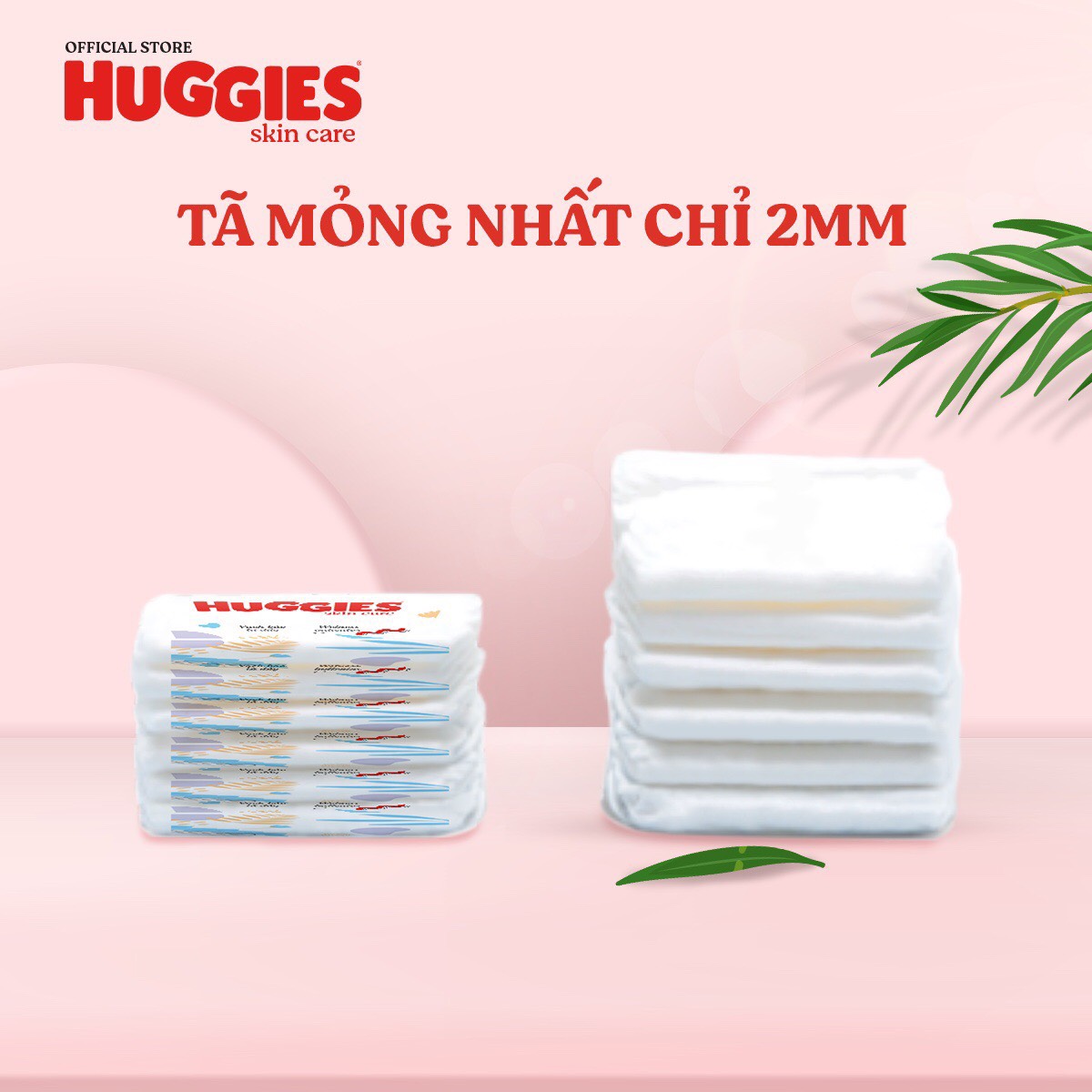 FREESHIP [Tặng 1 gói khăn ướt Huggies] Tã dán Huggies Skin Care Tràm Trà size M76 cộng 6 miếng