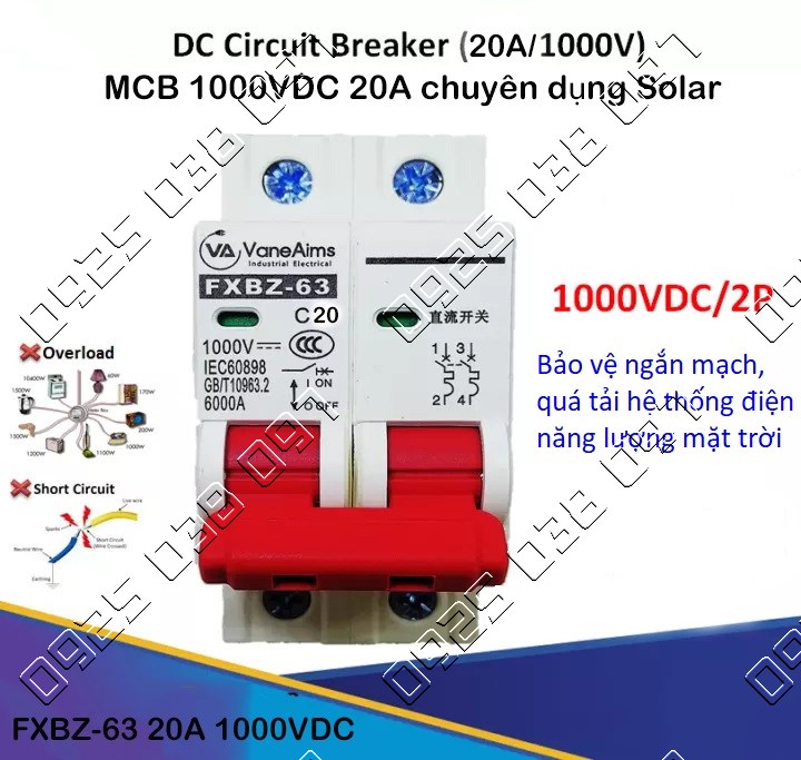CB DC 1000V VaneAims chuyên dụng Solar 32A