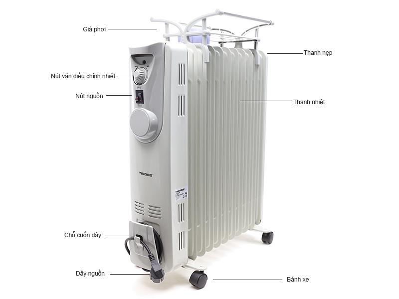 Máy sưởi dầu Tiross TS924 11 thanh