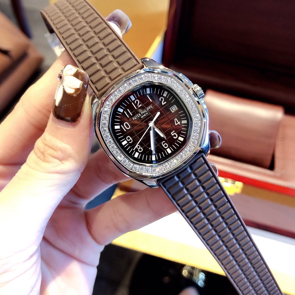 [HCM]Đồng Hồ Patek Philippe Nữ Dây Silicon Nâu Silver 35mm