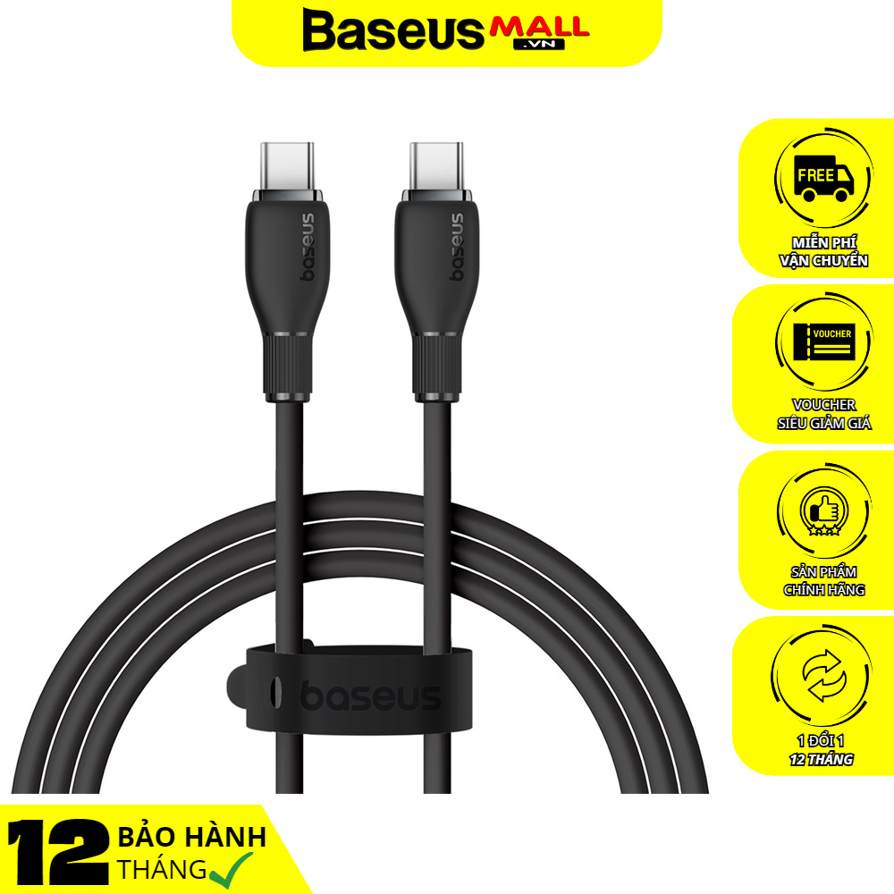Cáp Sạc Baseus Pudding 100W Type-C to Type-C | Chip E-Marker, Dẻo Dai Chống Gãy