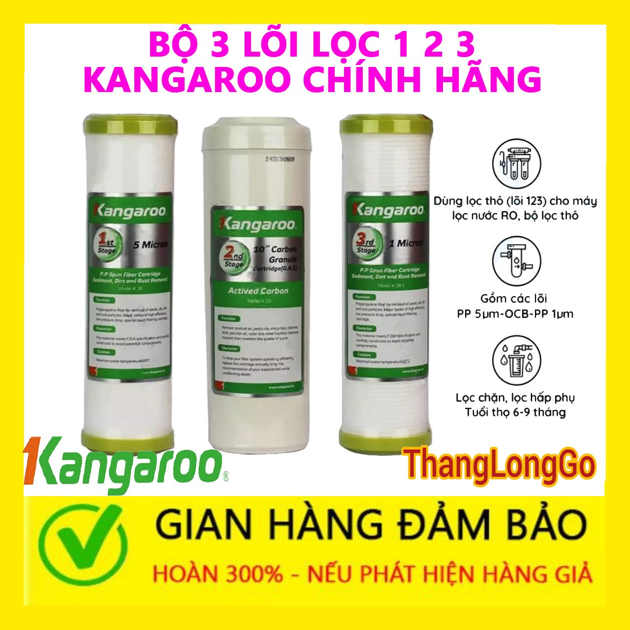 LÕI LỌC NƯỚC KANGAROO SỐ 1 2 3