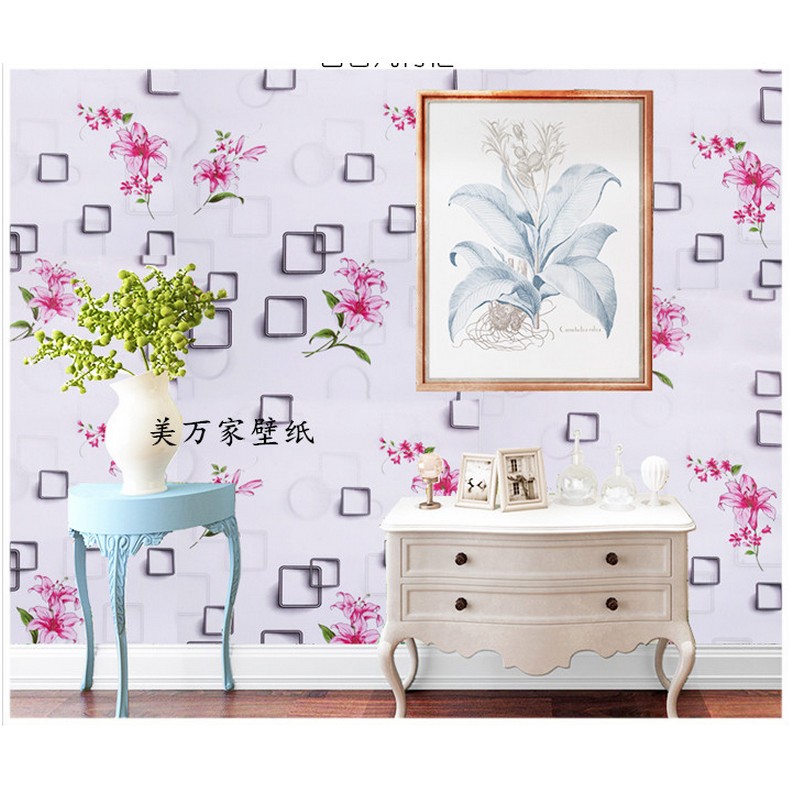 Decal giấy dán tường ô vuông hoa