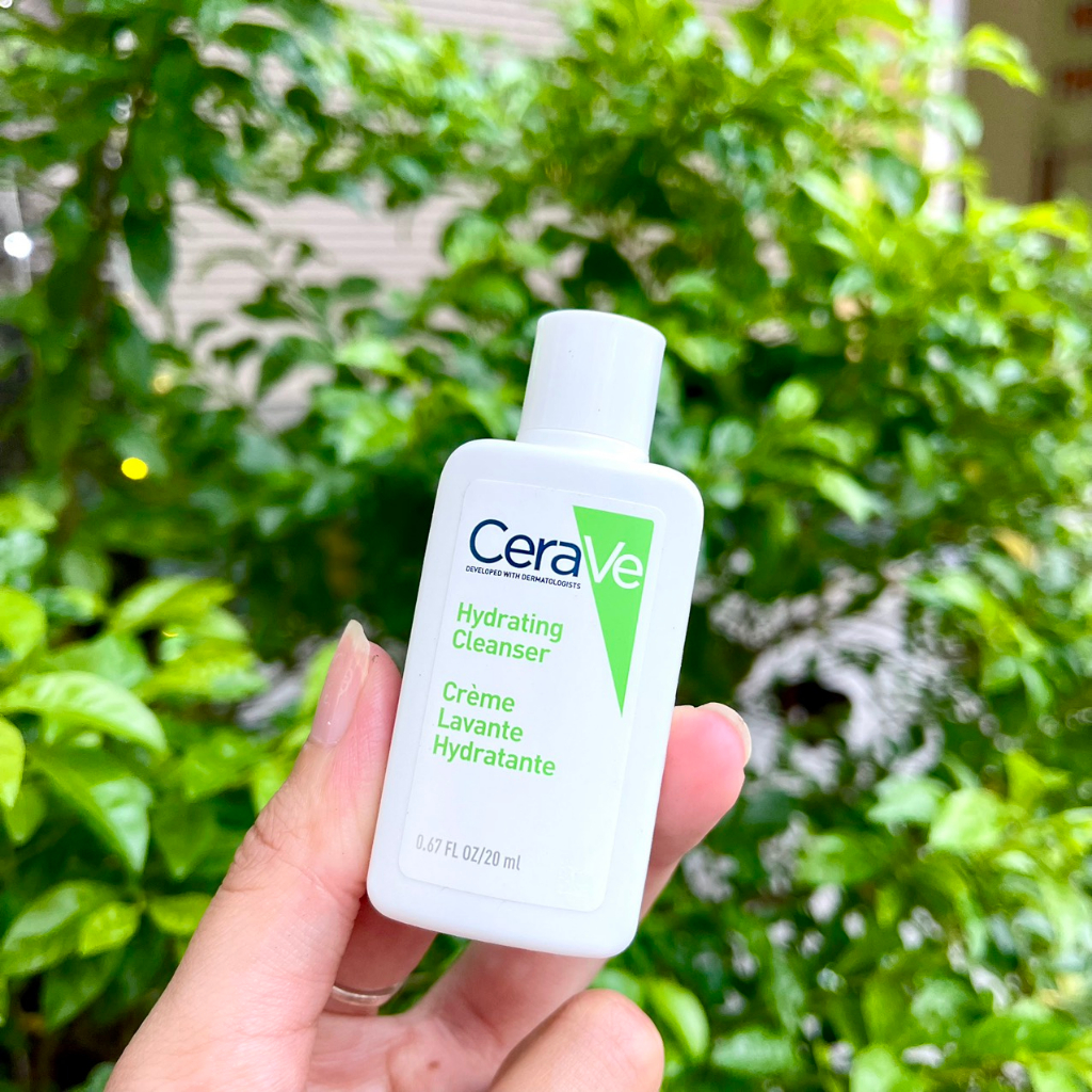 Sữa rửa mặt cerave da khô, thường, da dầu 20ml, sữa dưỡng ẩm cerave moisturising lotion 20ml - leaf cosmetic