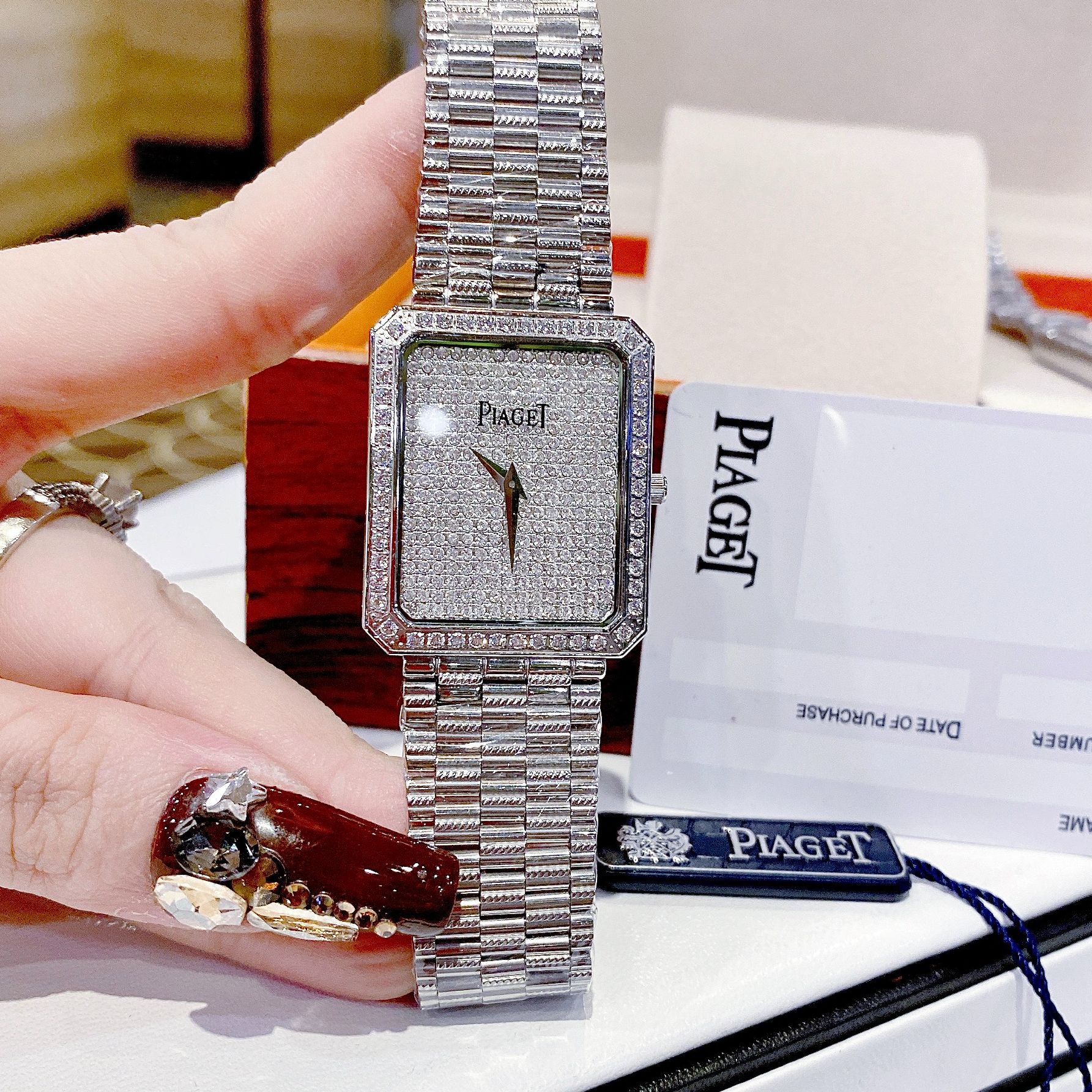 Đồng watch women square face plaget size 20mm & 32mm metal wire waterproof, stainless steel shell, high-end fashion luxury, shop Kiwi
