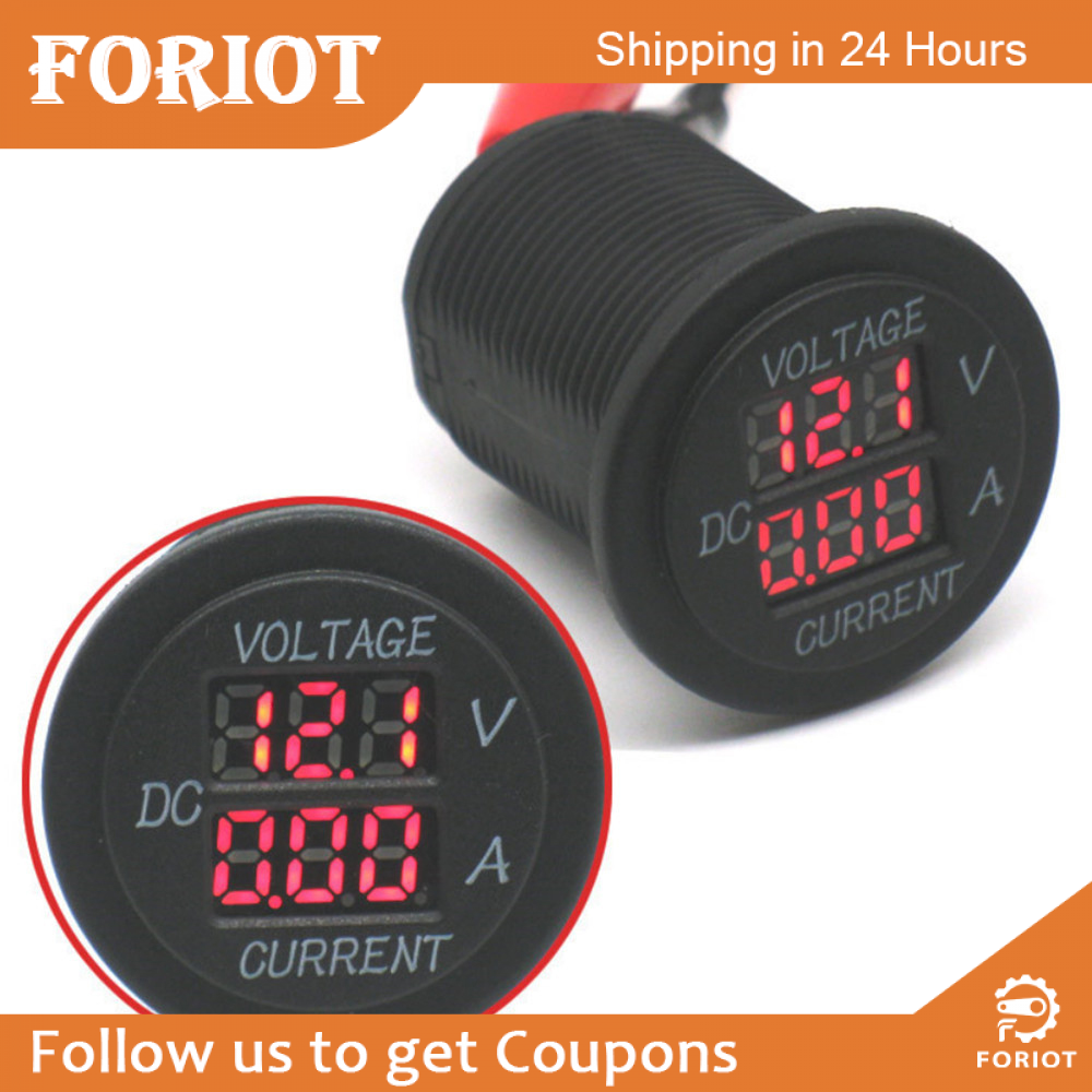 Foriot DC Voltage Display Digital LED Display Voltmeter 6-30V Voltage Current Meter Monitor Gauge Tester for Car Auto