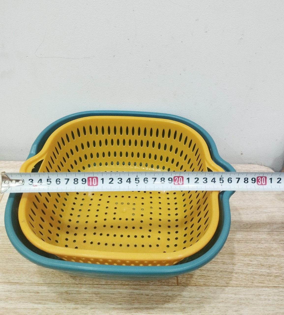 bộ thau rổ 6 món 2 lớp hình vuông đủ 3 size