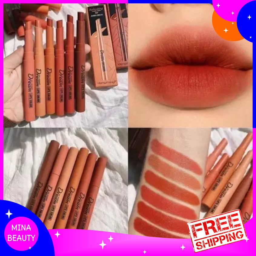 [HCM]Set 6 cây son Dream REFRESHING HENGFANG - MINABEAUTY SHOP - Set son lì mềm mịn môi bảng màu hot trend lên chuẩn tone