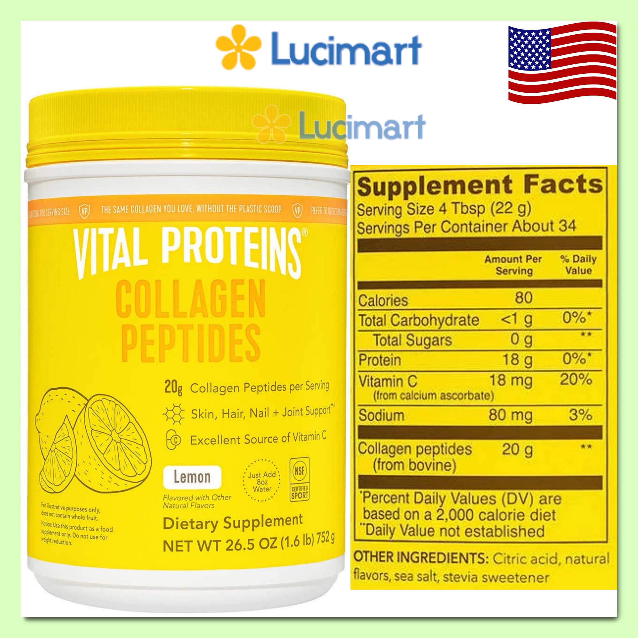 Bột Collagen Peptides Vital Proteins các loại [Hàng Mỹ]