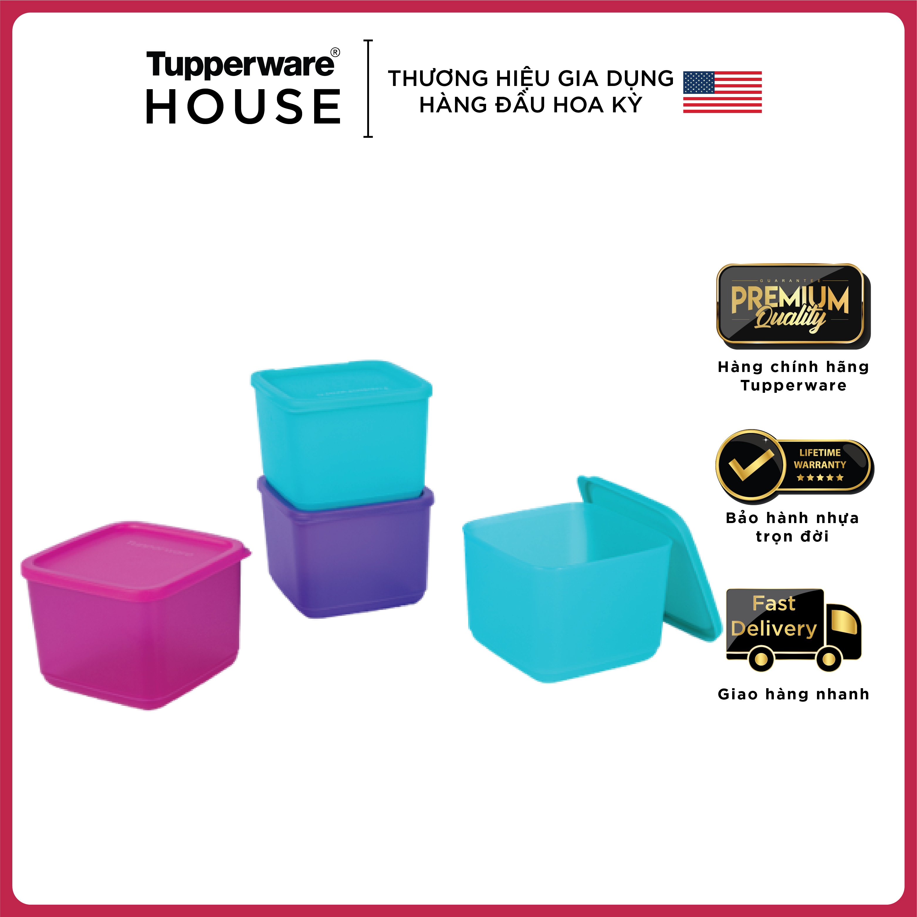 Bộ hộp bảo quản thực phẩm Tupperware Summer Fresh (4 hộp)