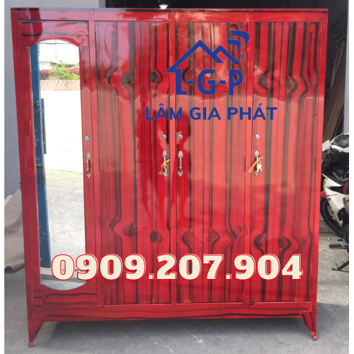 TỦ SẮT ĐỰNG ÁO QUẦN CHẤT LIỆU SƠN DẦU 4 CÁNH