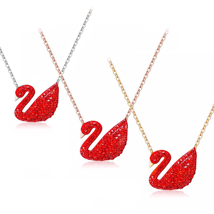 Dây chuyền nữ  titan thiên nga  đỏ dễ thương