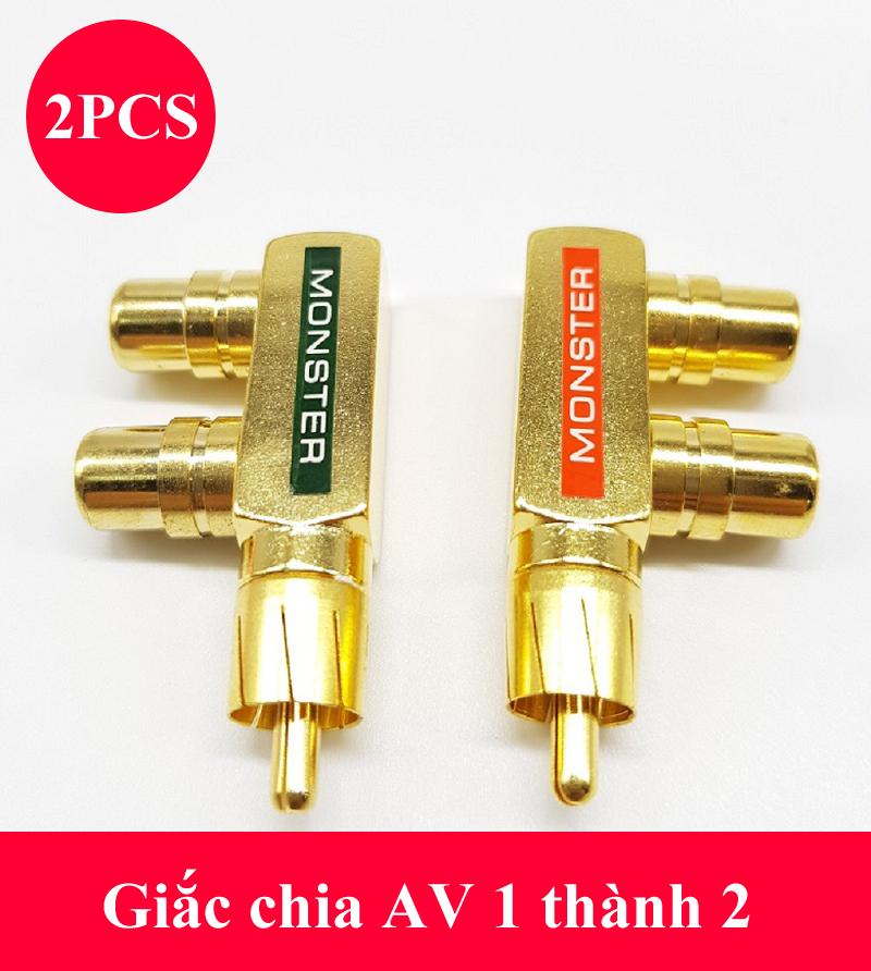 Đầu jack chia AV/RCA/Video 1 ra 2 Monster (Vuông góc - 2 chiếc)