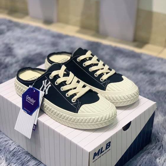 Giày Sục Sneaker Nữ  MLB mule Playball ( giày đạp gót MLB đen)