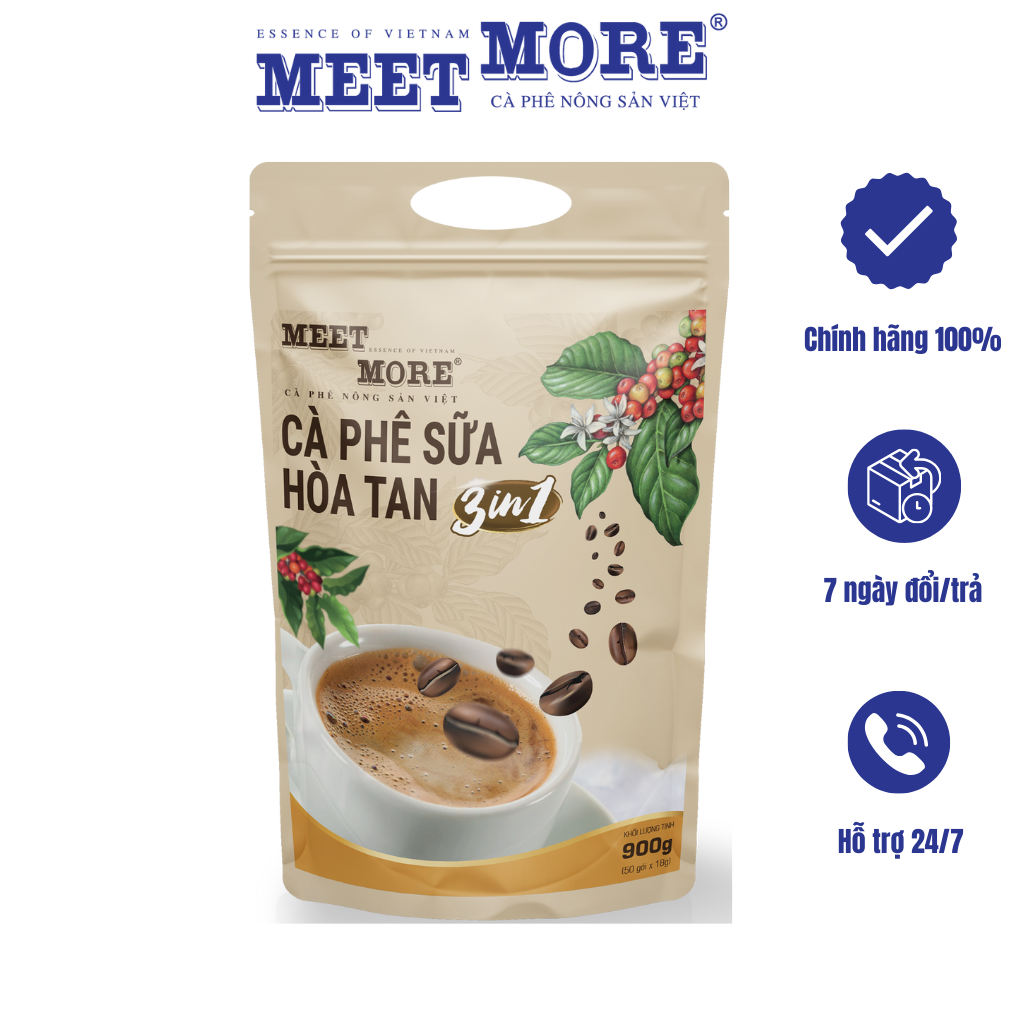 Bịch Cà Phê Sữa Đá Hoà Tan Meet More (50 Gói/18 Gram) - Cà Phê Truyền Thống