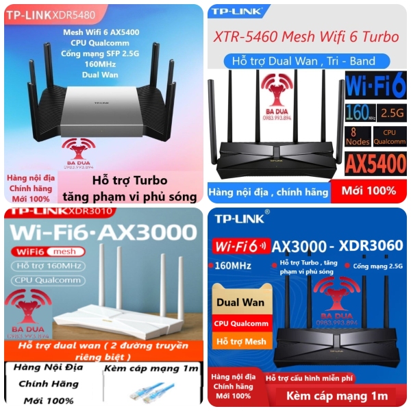 Bảng giá Bộ Phát Wifi Mesh Wifi 6 Dual Wan Tri band Turbo 2.5G TP-Link TPlink XTR5460 XDR5480 AX5400 , XDR3060  XDR3010 AX3000 Phong Vũ