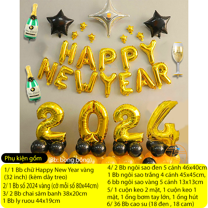 2024 happy new year decor set-New Year happy new balloon set-happy new year party decor coutndown for happy new year