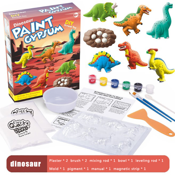 Trẻ em DIY khủng long bánh thạch cao bức tranh 3D búp bê khủng long vẽ mô hình graffiti tô màu đồ chơi