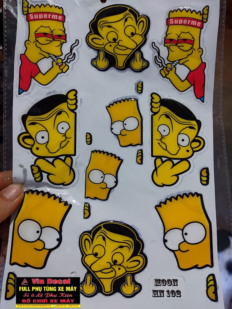 Bộ tem nổi Superme và ngó bảng - Vindecal BD
