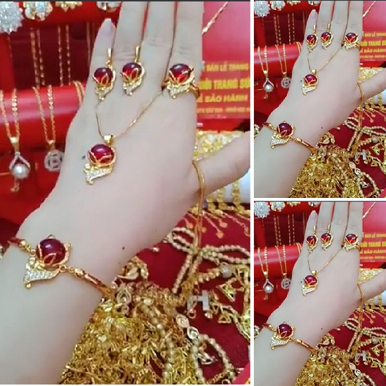 Bộ trang sức hồ ly đá đỏ