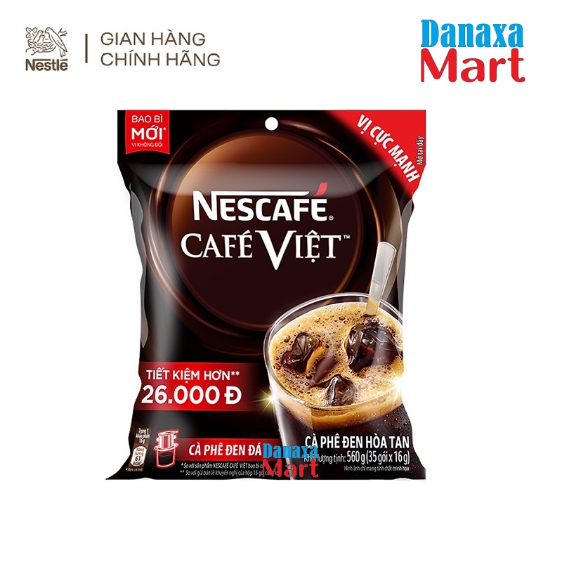 Combo 3 Bịch Cà phê hòa tan NESCAFÉ Café Việt Cà phê đen đá (Bịch 35 gói x 16g)