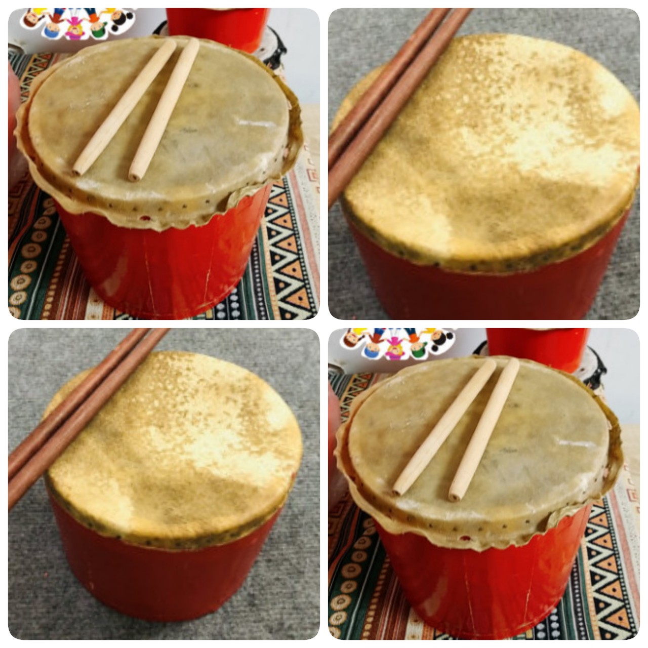 Lion Dance Head for Children 2-5 Years Old (1 Small Lion + 1 Drum + 1 Gong)
