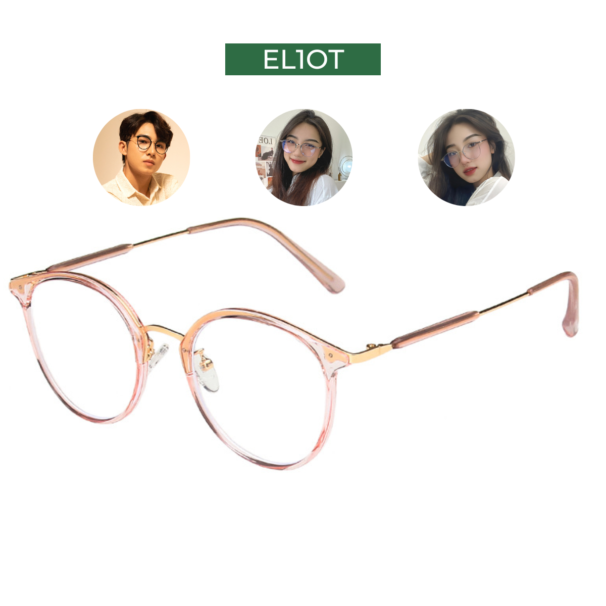 Mắt kính chống ánh sáng xanh ELIOT kính mắt giả cận thời trang nam, nữ đẹp có thể thay thế tròng làm gọng kính cận hoặc sử dụng mắt kính 0 độ làm kính mắt chống bụi mịn, gọng kính nam nữ thời trang Unisex