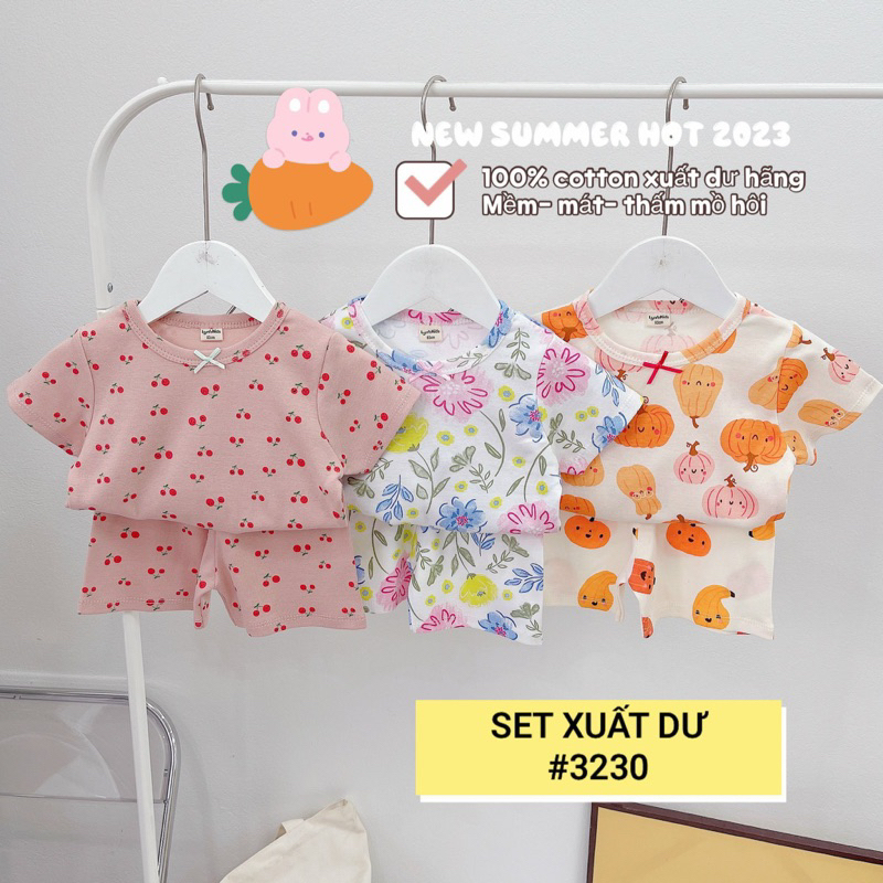 Set 3 bộ cộc tay xuất dư bé gái