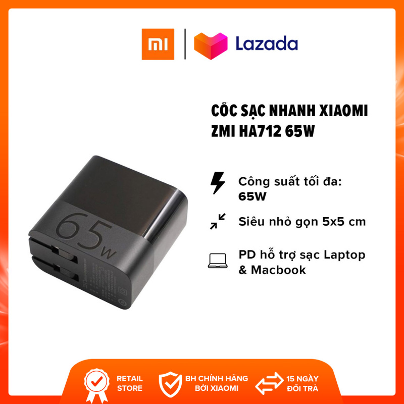 Cốc sạc nhanh Xiaomi ZMI HA712 l Output PD Type-C 65W (Max) l Hỗ trợ sạc Laptop, Macbook, iPad l Đen l HÀNG CHÍNH HÃNG