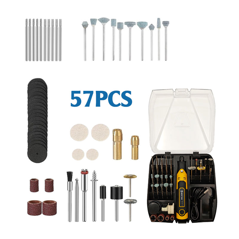 Di Động Cầm Tay DIY Máy Mài Điện, Hộ Gia Đình Đa Năng Khắc Gỗ, Ngọc Đánh Bóng Máy Xay  Máy mài khuôn mini, Máy mài cầm tay mini - 3 chế độ, Sạc pin | Bộ 57 chi tiết | Cắt, khắc, phay, mài, vẽ, cắt tỉa, đánh bóng, loại bỏ và khoan