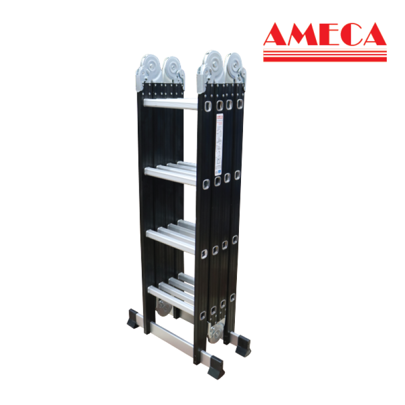 Thang nhôm gấp đa năng 4 bậc 4 khúc Ameca AMC-M204N tải trọng 150kg, 4x4 bậc